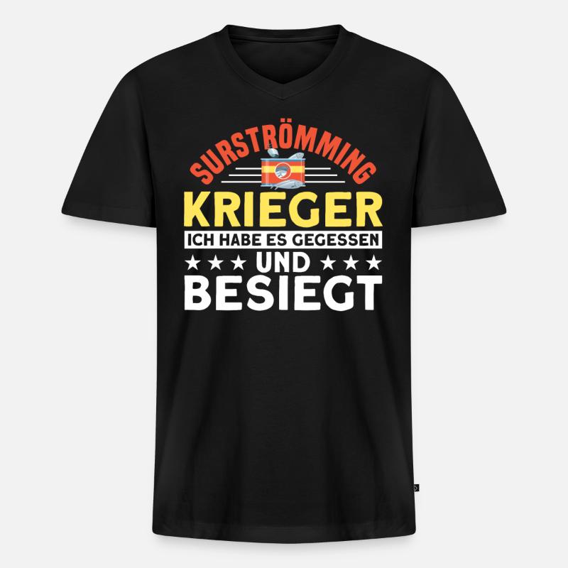 Surströmming Challenge Schweden Surströmming - Männer Premium Bio T-Shirt mit V-Ausschnitt - Schwarz