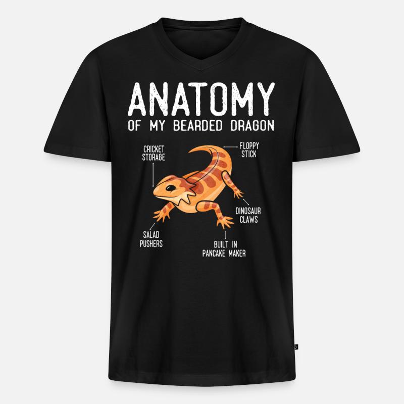 Anatomie Eines Bärtigen Drachen - Männer Premium Bio T-Shirt mit V-Ausschnitt - Schwarz