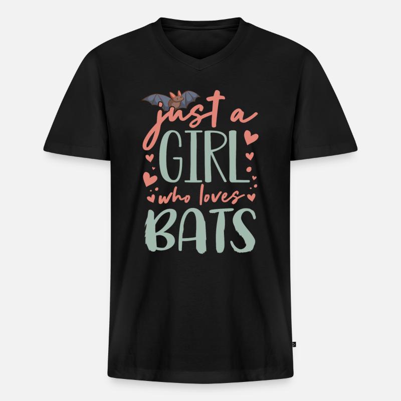 Fledermäuse, Fledermaus - Männer Premium Bio T-Shirt mit V-Ausschnitt - Schwarz