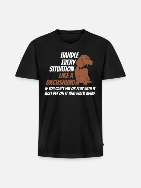 Grip situation comme un teckel - T-shirt encolure en V Premium bio Homme - noir