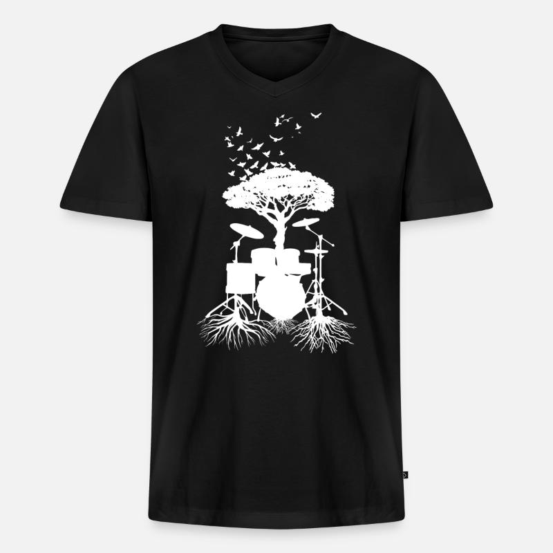 Schlagzeugerwurzeln, Drumsticks - Männer Premium Bio T-Shirt mit V-Ausschnitt - Schwarz
