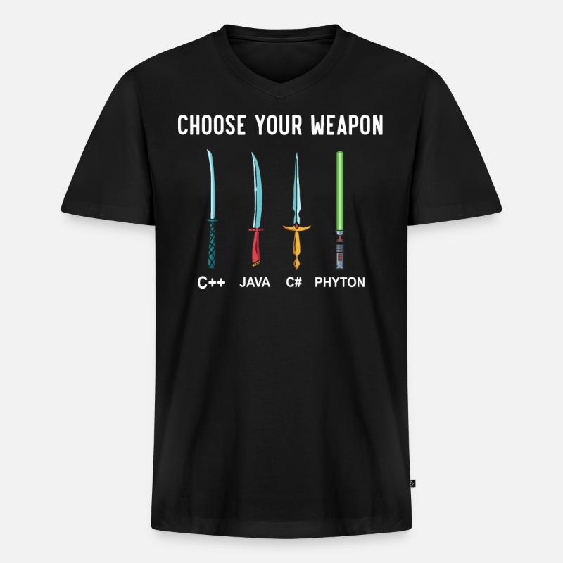 PHYTON PROGRAMMER Programming Encoder Encoding - Men's Premium Organic T-shirt with V-neck - black