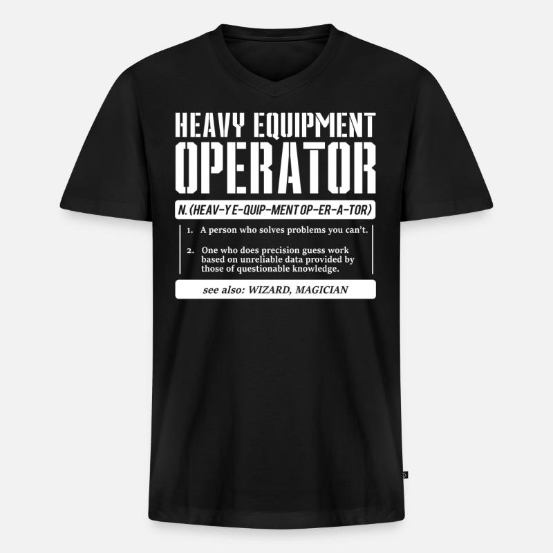 Baggerfahrer - Männer Premium Bio T-Shirt mit V-Ausschnitt - Schwarz