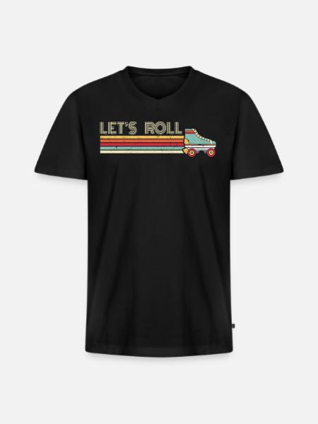 Roller skate, roller skater, skate - Men's Premium Organic T-shirt with V-neck - black