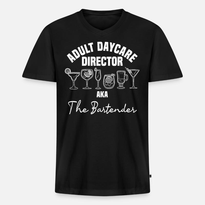 BARTENDER BARMAN, BARKEHR - Männer Premium Bio T-Shirt mit V-Ausschnitt - Schwarz
