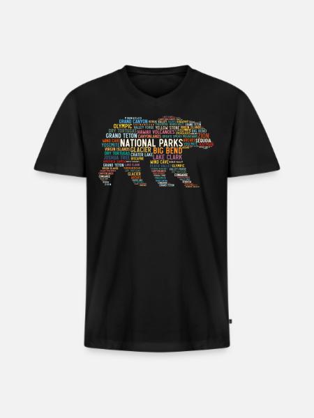 US-Nationalparks, Bären-Nationalpark - Männer Premium Bio T-Shirt mit V-Ausschnitt - Schwarz