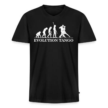 Evolution Von Tango, Tango Tänzerin - Männer Premium Bio T-Shirt mit V-Ausschnitt - Schwarz - Vorne - Nico (187cm)