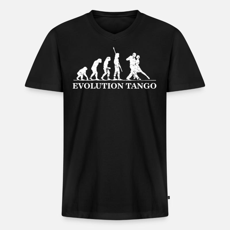 Evolution Von Tango, Tango Tänzerin - Männer Premium Bio T-Shirt mit V-Ausschnitt - Schwarz