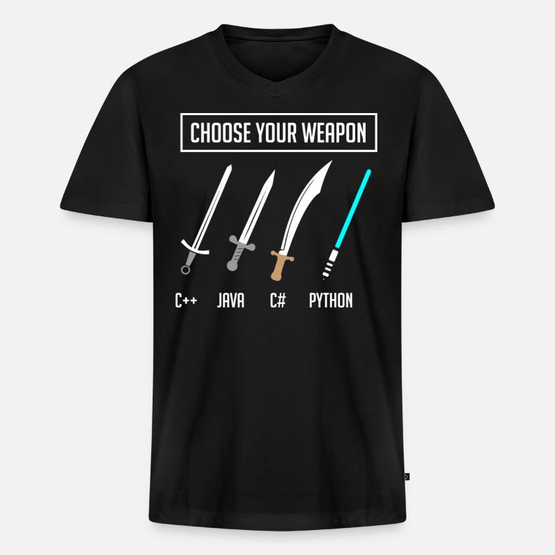 Python-Programmierung, Programmierer Python-Code - Männer Premium Bio T-Shirt mit V-Ausschnitt - Schwarz