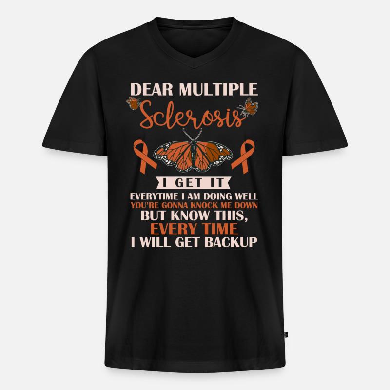Multiple Sklerosebewusstsein, MS - Männer Premium Bio T-Shirt mit V-Ausschnitt - Schwarz