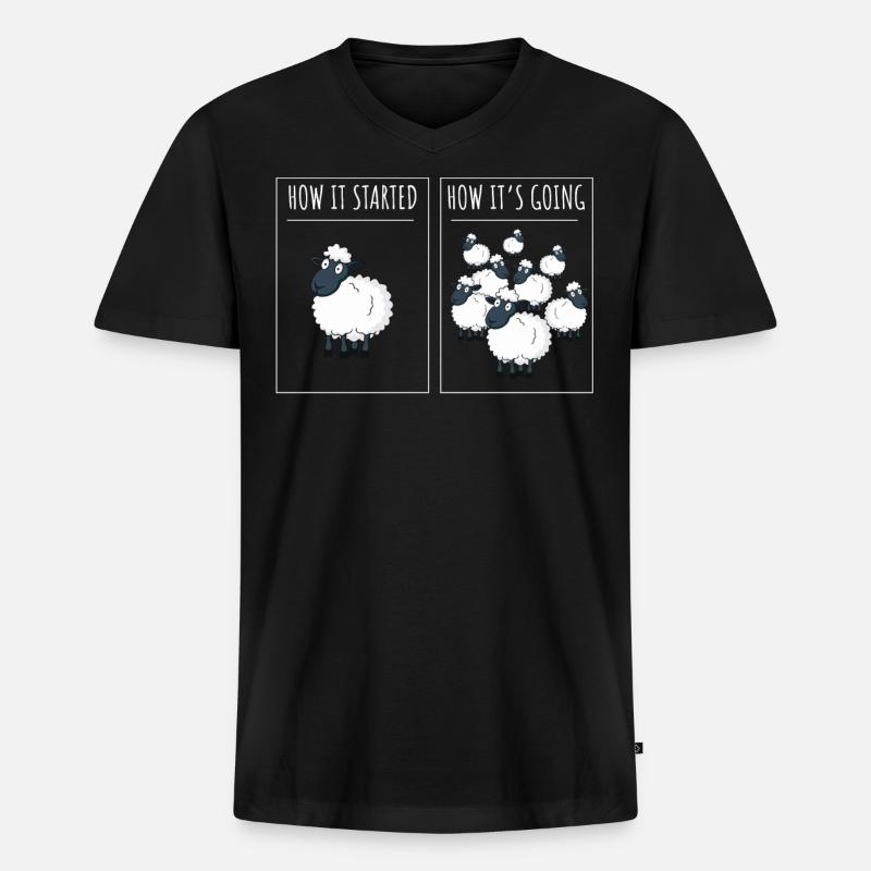 Schaafe, Schaaf, Schaafhirte, Schäfer - Männer Premium Bio T-Shirt mit V-Ausschnitt - Schwarz