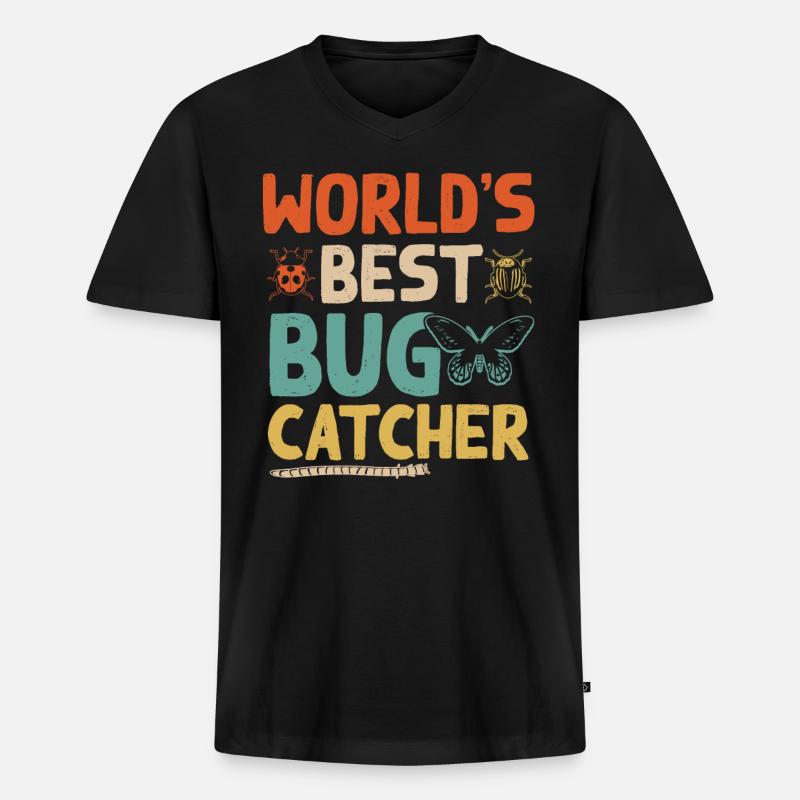 Der Beste Bugfänger Der Welt - Männer Premium Bio T-Shirt mit V-Ausschnitt - Schwarz