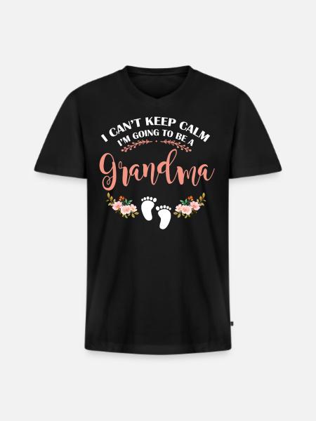 Ik kan niet rustig blijven, ik word oma - Mannen Premium Bio T-shirt met V-hals - zwart