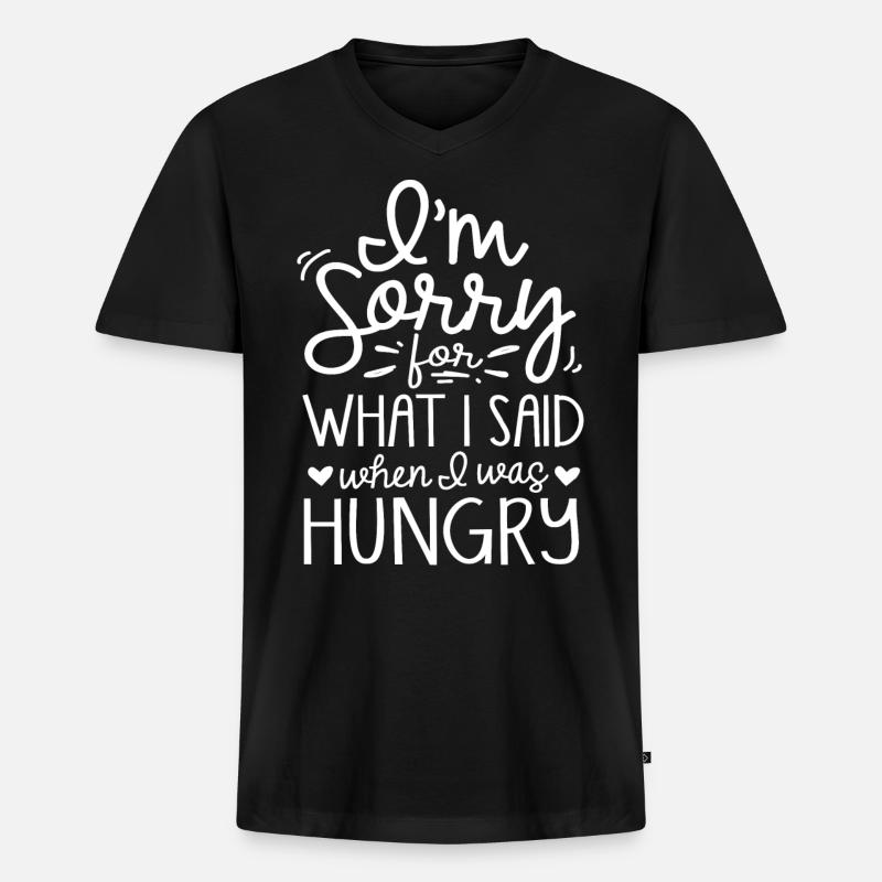 Désolé ce que j’ai dit quand j’avais faim - T-shirt encolure en V Premium bio Homme - noir