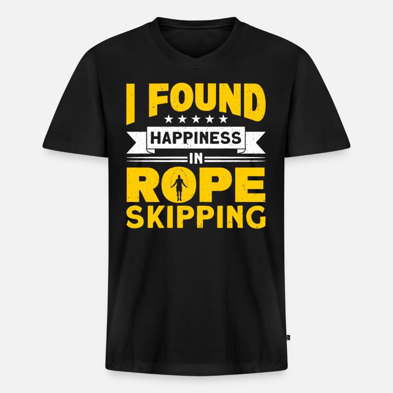 Seilspringen Seilhüpfen Springseil - Männer Premium Bio T-Shirt mit V-Ausschnitt - Schwarz