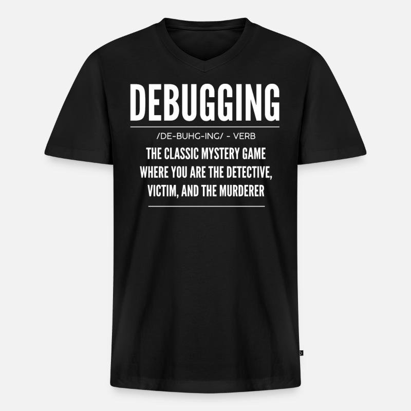 Debugging, Programmierer, Codierer - Männer Premium Bio T-Shirt mit V-Ausschnitt - Schwarz