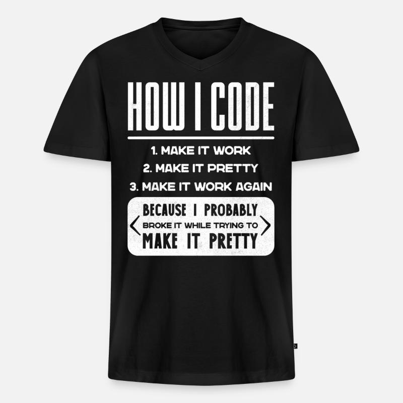 Programmierer, Code, Nerd, Programmierung - Männer Premium Bio T-Shirt mit V-Ausschnitt - Schwarz