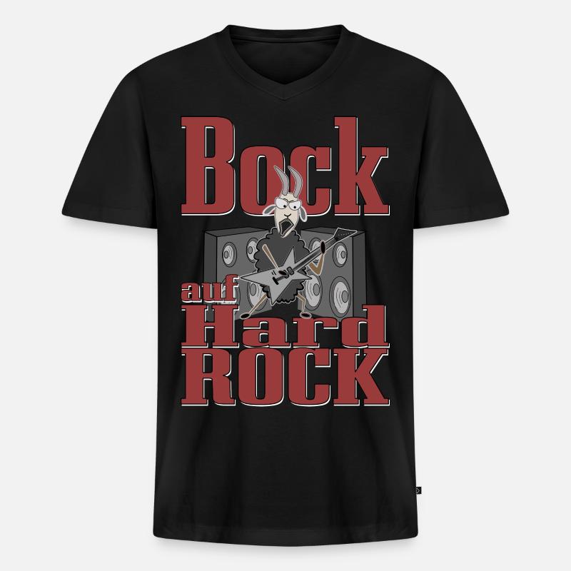 Bock auf Hardrock - Männer Premium Bio T-Shirt mit V-Ausschnitt - Schwarz