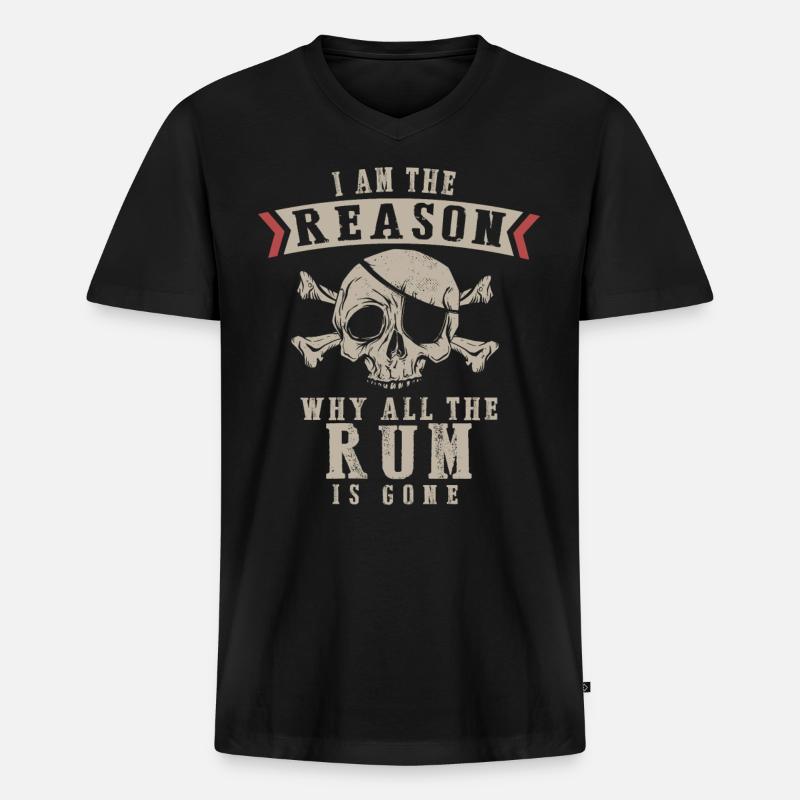Rumtrinker, Rum - Männer Premium Bio T-Shirt mit V-Ausschnitt - Schwarz