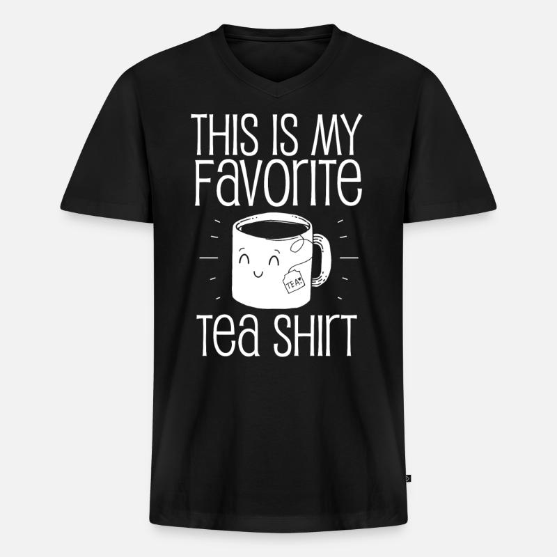 Lieblingsteehemd, Tee, Teetrinker - Männer Premium Bio T-Shirt mit V-Ausschnitt - Schwarz