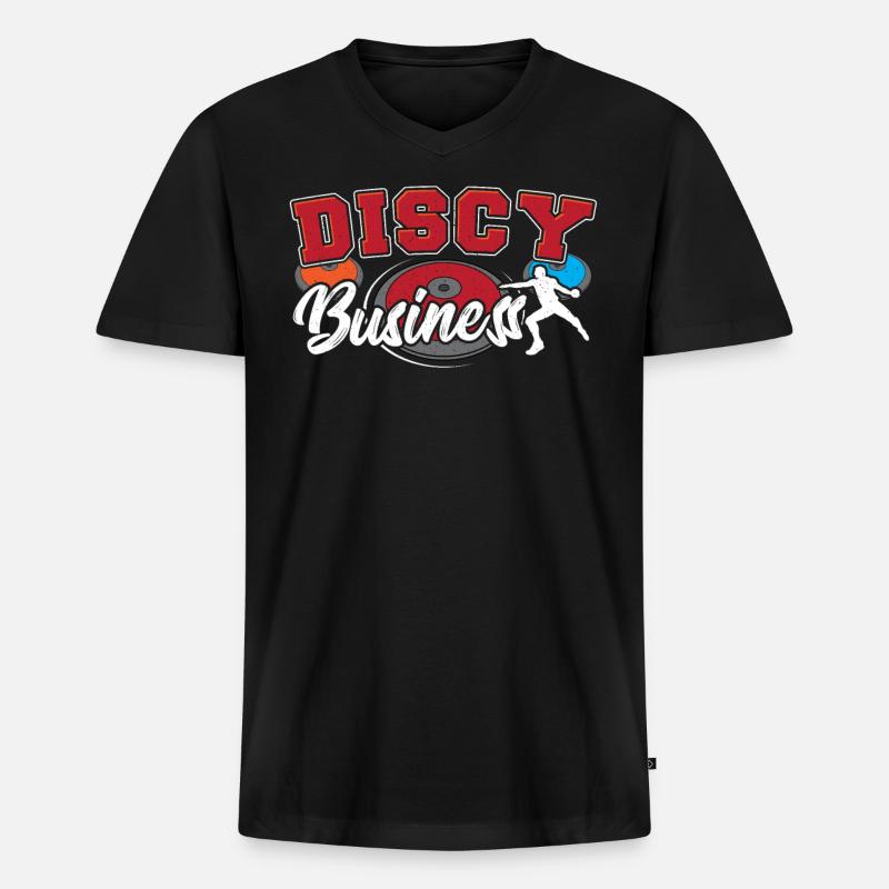 Diskus Leichtathletik Diskus Athlet Diskuswurf - Männer Premium Bio T-Shirt mit V-Ausschnitt - Schwarz