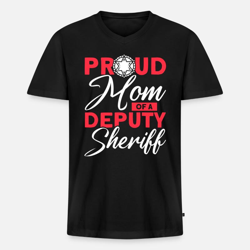 Stolze Mama Hilfssheriff Mama Mutter - Männer Premium Bio T-Shirt mit V-Ausschnitt - Schwarz