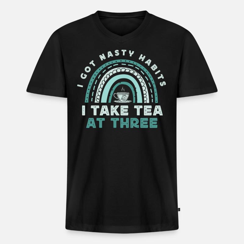 Teeliebhaber, Teetrinker, Teezeit - Männer Premium Bio T-Shirt mit V-Ausschnitt - Schwarz