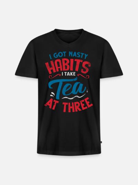 Teeliebhaber, Teetrinker, Tee, Teezeit - Männer Premium Bio T-Shirt mit V-Ausschnitt - Schwarz