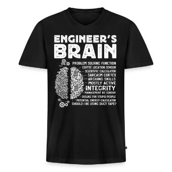 Ingenieure Gehirn, Ingenieur - Männer Premium Bio T-Shirt mit V-Ausschnitt - Schwarz - Vorne - Nico (187cm)