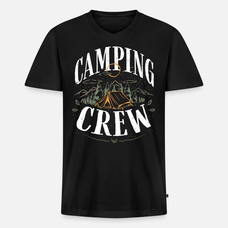 Camping -Crew, Camping, Draußen - Männer Premium Bio T-Shirt mit V-Ausschnitt - Schwarz