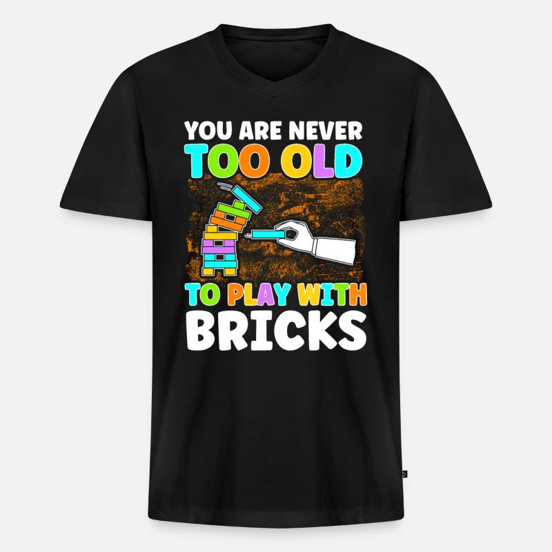 Baustein Klemmbaustein Baustein - Männer Premium Bio T-Shirt mit V-Ausschnitt - Schwarz