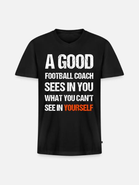 Ein guter Football Trainer - Männer Premium Bio T-Shirt mit V-Ausschnitt - Schwarz