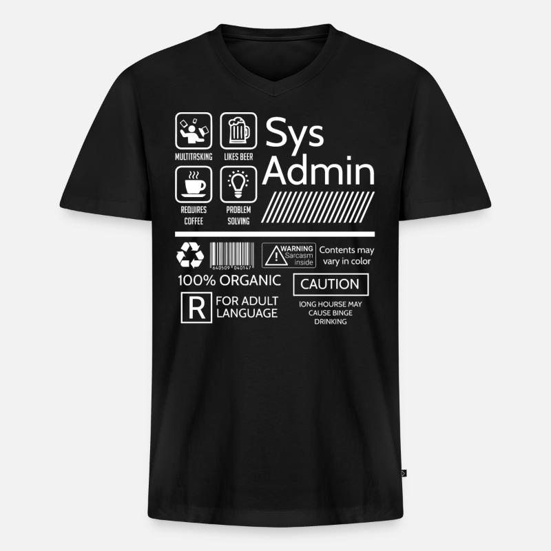 Systemadministrator, Systemadministrator - Männer Premium Bio T-Shirt mit V-Ausschnitt - Schwarz
