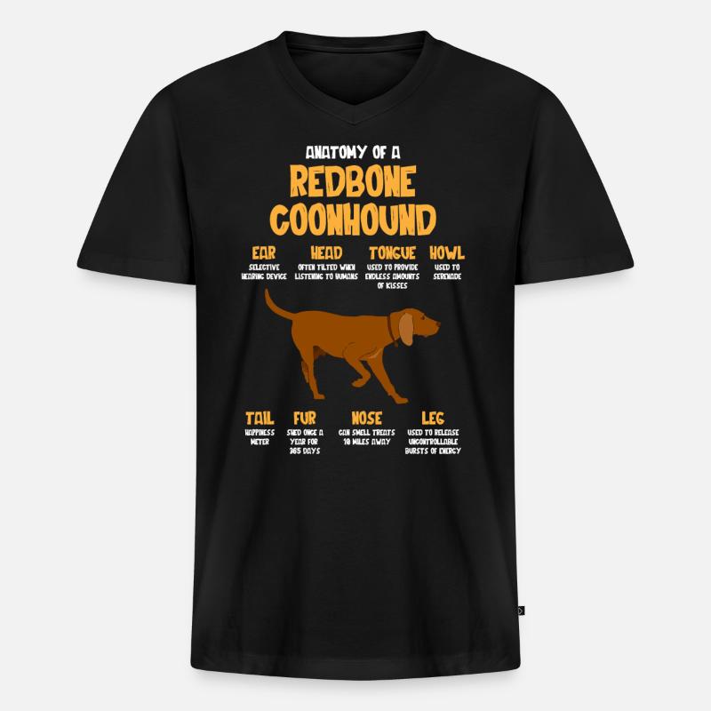 Anatomie Eines Redbone Coonhounds - Männer Premium Bio T-Shirt mit V-Ausschnitt - Schwarz