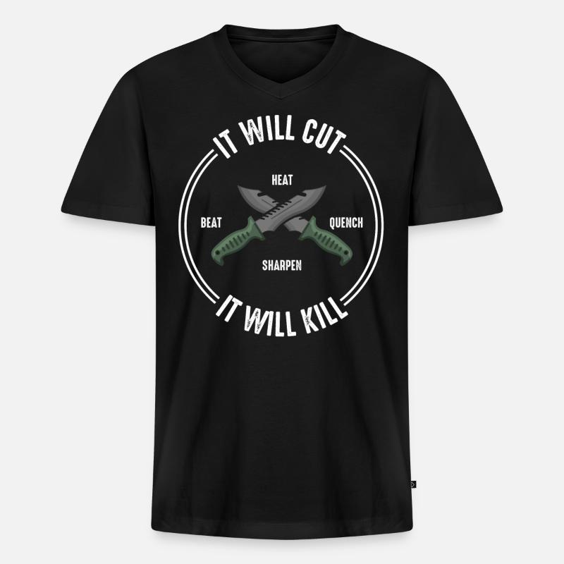 Messermacher - Männer Premium Bio T-Shirt mit V-Ausschnitt - Schwarz