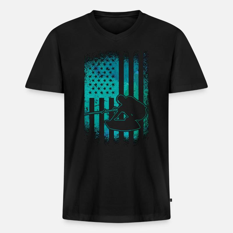 Wakeboard Wakeboarding Wakeboarder Coole Geschenk - Männer Premium Bio T-Shirt mit V-Ausschnitt - Schwarz