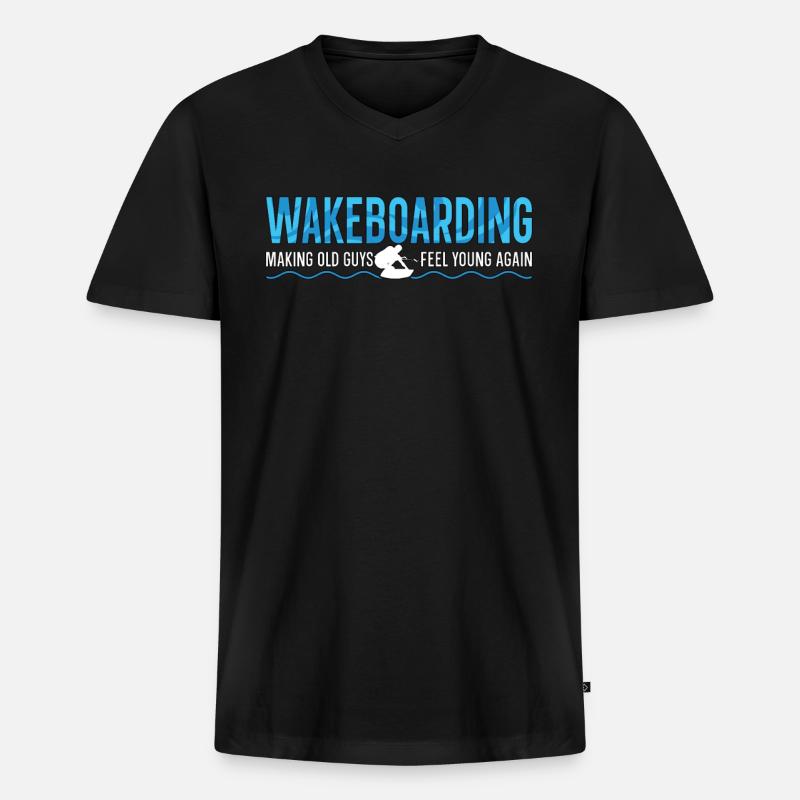 Wakeboard Wake Wakeboarden Wakeboarder Geschenk - Männer Premium Bio T-Shirt mit V-Ausschnitt - Schwarz