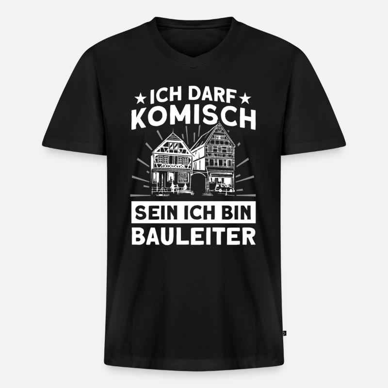 Ich Bin Bauleiter Bauherr Bauleiter - Männer Premium Bio T-Shirt mit V-Ausschnitt - Schwarz