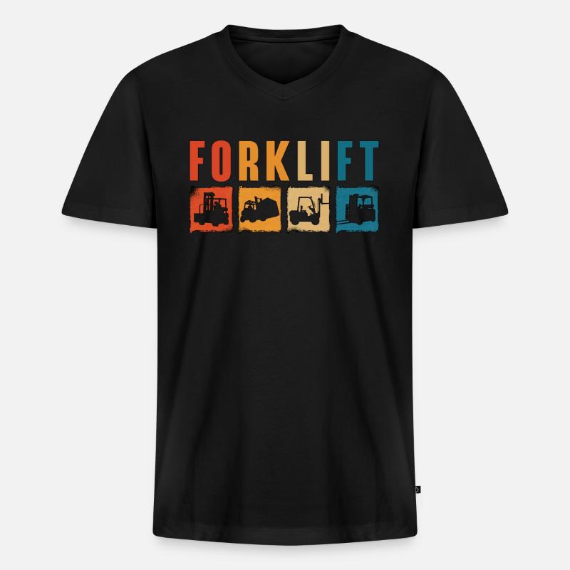 Staplerfahrer Stapler Lager Gabelstapler Geschenk - Männer Premium Bio T-Shirt mit V-Ausschnitt - Schwarz