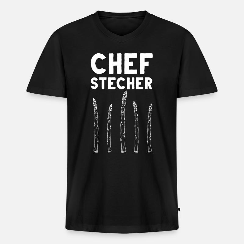Chefstecher Spargelstecher Spargelernte Bauer - Männer Premium Bio T-Shirt mit V-Ausschnitt - Schwarz