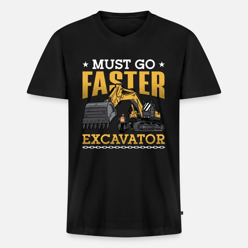Bagger Baggern Bauarbeiter Baggerfahrer Geschenk - Männer Premium Bio T-Shirt mit V-Ausschnitt - Schwarz