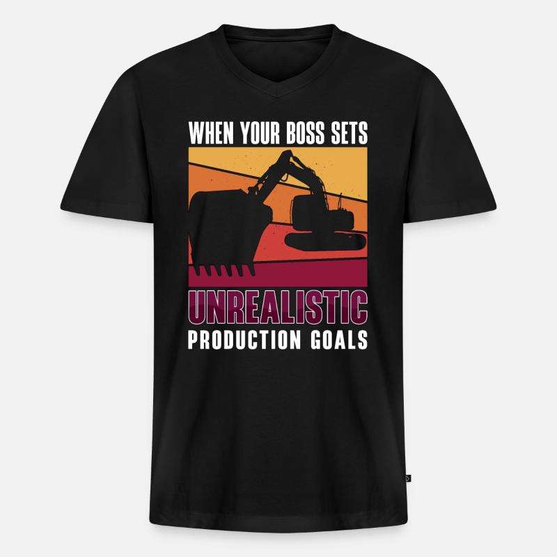 Baggerfahrer Bagger Baggern Bauarbeiter Geschenk - Männer Premium Bio T-Shirt mit V-Ausschnitt - Schwarz