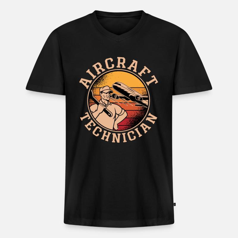 Fluggerätmechaniker Fluggerättechniker Luftfahrt - Männer Premium Bio T-Shirt mit V-Ausschnitt - Schwarz