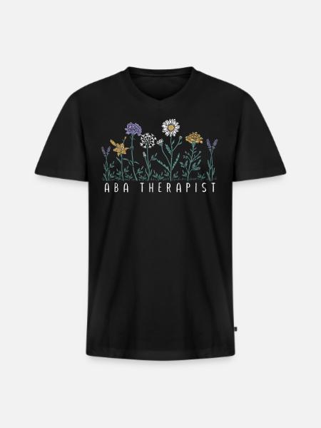 Flower therapist - Men's Premium Organic T-shirt with V-neck - black