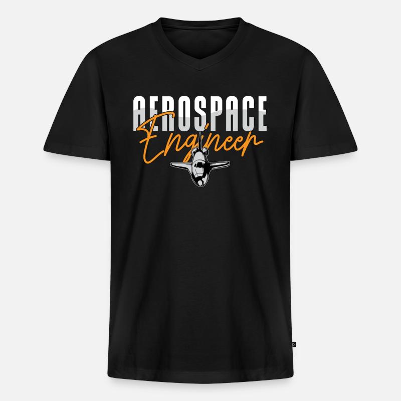Aerospace Engineer Engineering Rocket Science - Männer Premium Bio T-Shirt mit V-Ausschnitt - Schwarz
