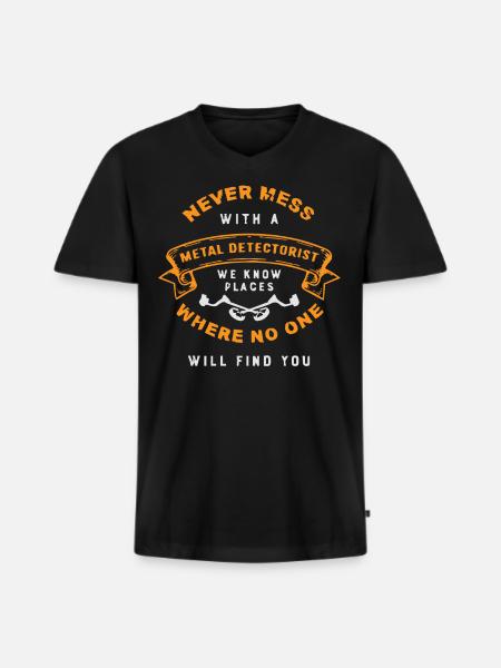 Metal detection, metal detector - Men's Premium Organic T-shirt with V-neck - black