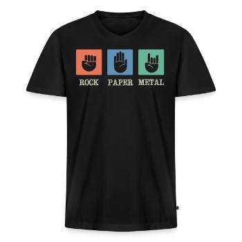 Musique métal, musique rock papier métal - T-shirt encolure en V Premium bio Homme - noir - Devant - Nico (187cm)
