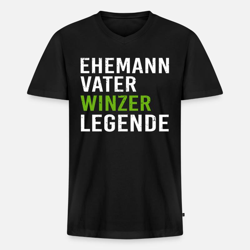 Winzer Vater Weinbauer Legende - Männer Premium Bio T-Shirt mit V-Ausschnitt - Schwarz