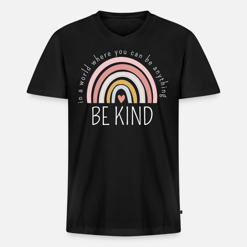 SEI FREUNDLICH - Männer Premium Bio T-Shirt mit V-Ausschnitt - Schwarz
