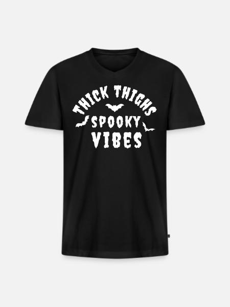 thick thighs spooky vibes - Men's Premium Organic T-shirt with V-neck - black